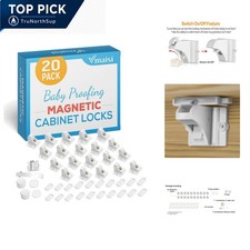 Baby Proof Magnetic Cabinet Locks 20 Pack with Keys No Tools Adhesive Child S...