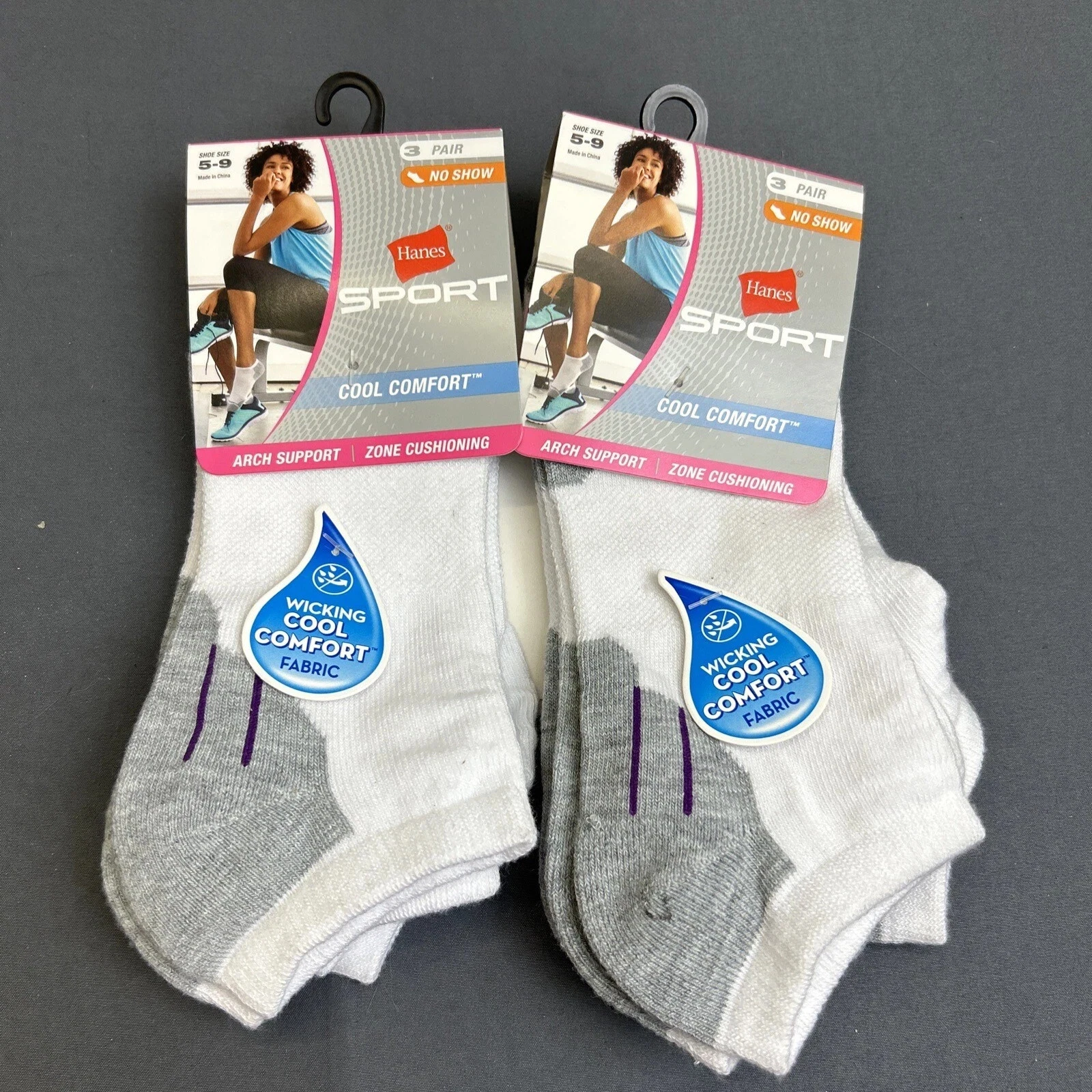 TWO (2) of Hanes Women's 3-Pack Cool Dri No Show Socks shoe size 5-9 NEW w TAGS