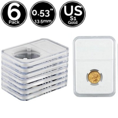 6 Pack 13.5 mm Slab Coin Snap Holders For US $1 Liberty Head Gold Dollar Type 1