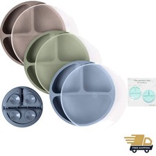 Suction Plates with Lids for Babies  Toddlers - 100 Silicone, Dinnerware St...