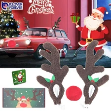Car Reindeer Antlers And Red Nose Set Christmas Decoration Auto Rudolph Costume