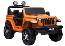 Jeep Wrangler Rubicon Auto Bambino Elettrica 4x4 EVA Pelle LED RC MP3 Arancione