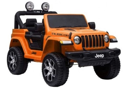 Jeep Wrangler Rubicon Kinderauto Elektroauto 4x4 EVA Leder LED RC MP3 Orange