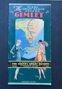 Scarce 1932 Multi Pg Travel Brochure The Gimlet Florida & Cuba Maps Resorts Ads