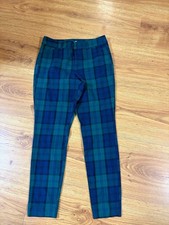 women's Old Navy blue/green plaid pants Pixie High Rise, secret pockets size 10