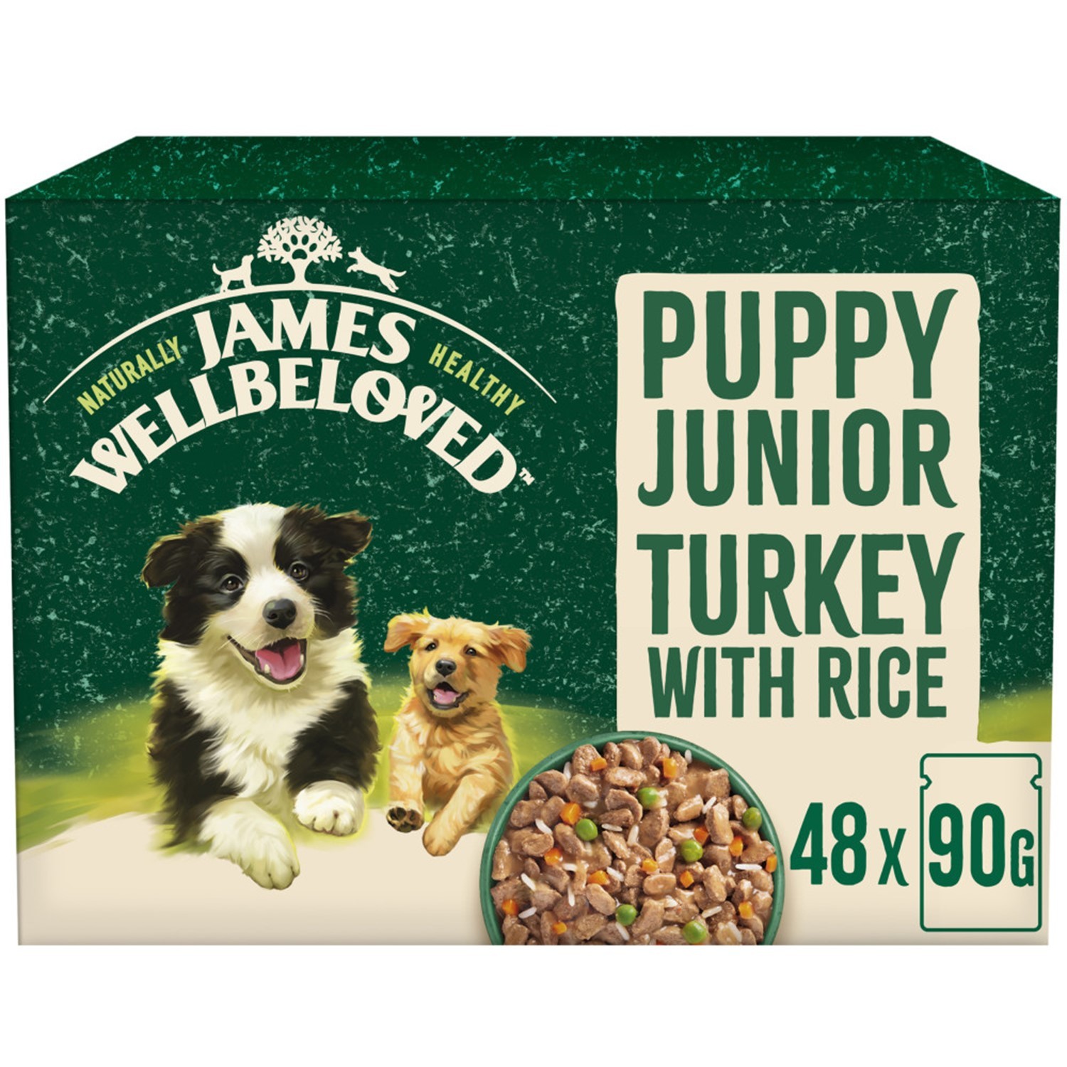 48 x 90g James Wellbeloved Puppy Wet Food Turkey in Gravy With Rice Pouch
