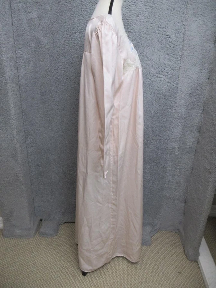 Camisón Natori vintage años 90 para mujer rosa mediano manga larga bordado encaje Foto 3 de 4