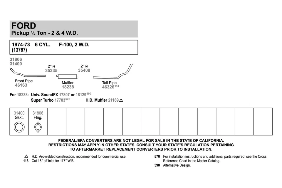 For Ford F-150 1975-1978 Walker 21169 Steel Round Aluminized Exhaust Muffler - Image 4 of 4