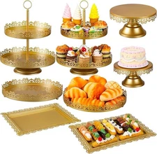 Tioncy 8 Pcs Cake Stand Set Metal Dessert Table Display Stands for Dessert Table