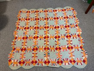 VINTAGE ANTIQUE ORIGINAL HANDMADE DOUBLE WEDDING RING PATTERN SIZE 77X75