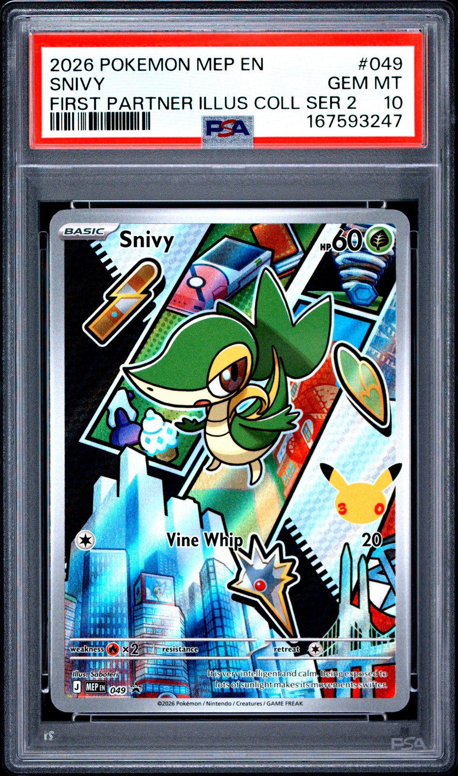 2026 POKEMON MEP EN-ME BLACK STAR PROMO #049 SNIVY PSA 10