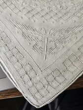 New Embroidered Drawnwork Fancy Ladies Handkerchief 11" square white 4 pieces