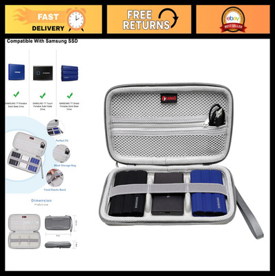 3-in-1 Hard Case for Samsung T9/T7 Shield/T7 Touch Portable SSD 250GB-4TB - Gray
