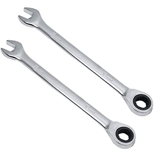 2 Pcs 10mm Ratchet Wrench Metric Ratcheting Wrench Set with 5° Movement and - Picture 1 of 4