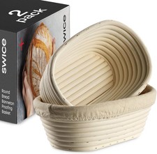 Bread Banneton Proofing Basket Set of 2 Oval 10x6 Inch natural or brown