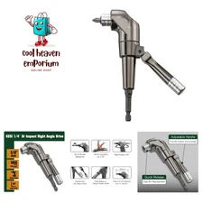Tool 1/4" Dr Impact Right Angle Drill Attachment, Right Angle Drill, 360° Rot...