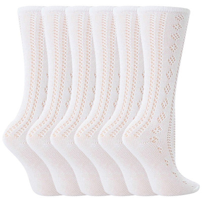 6 Paar Kinder Mädchen Weiße Baumwolle Pelerine Kniestrümpfe Socken für Schule