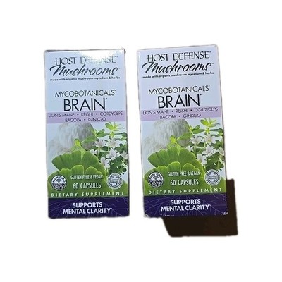 2 Host Defence MycoBotanicals Brain  Supplement for Mental Clarity60×2 2028 Exp