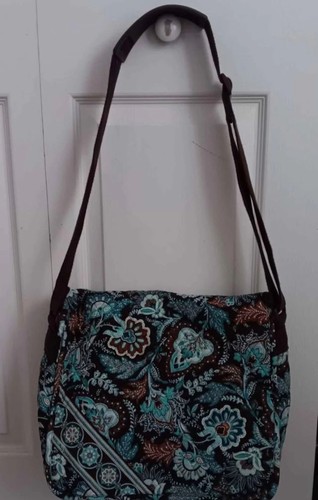 Retired Vera Bradley Quilted Paisley Pattern Java Blue Messanger Bag