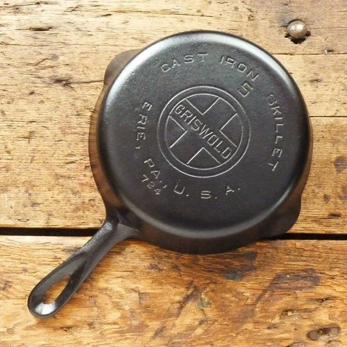 Vintage GRISWOLD Cast Iron SKILLET Frying Pan # 5 LARGE BLOCK LOGO - Ironspoon