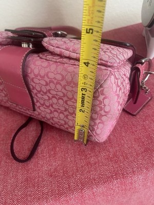 COACH Vintage Signature/suede Small Pink Shoulder Hobo Bag Purse