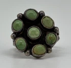 Vtg Native American STERLING SILVER Snake Eye TURQUOISE PETIT POINT RING Sz 6.5