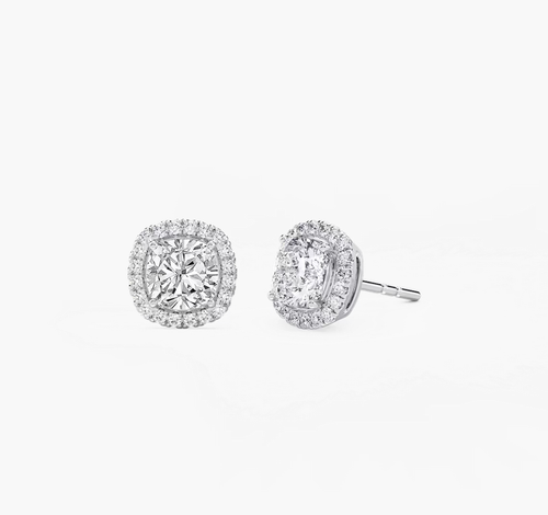 IGI Certified 2.40 TCW Cushion Lab Grown Diamond Minimalist Stud Fine Earrings - Bild 3 von 12