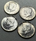 1964  Kennedy Half Dollars P &D  Lot Of 4 90% Silver Circulated. #15