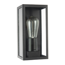 Modern Rectangular Outdoor Lantern Wall Light in Matte Black with Clear Glass...