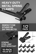 10-Pack Set Heavy Duty Muslin Spring Clamps Clips 4 1/4 inch for Photo Studio