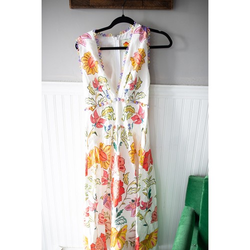 Anthropologie Farm Rio Floral V-Neck Sleeveless Linen Maxi Dress XS NEW - Picture 3 of 6