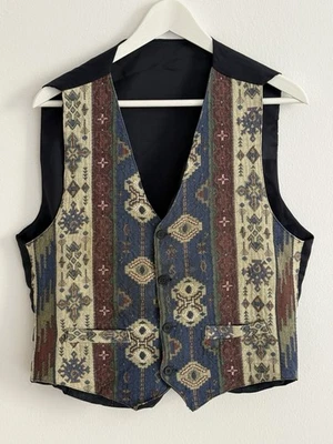 Vintage Aztec Weste Boho Ethno Tribal Gobelin Festival Hippie 90s Gr. S/M - Bild 1 von 4