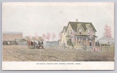 Kanada Einwanderung Postkarte 160 Hektar freie Farm verstorben Samuel Hannah Griswold Mann