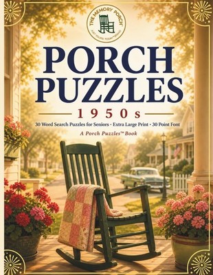 Porch Puzzles 1950's: Word Search Activities for Seniors | 30-Point Extra Lar...