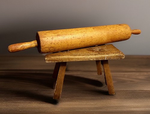 Antique Primitive Solid Carved Wood Bakers Dough Rolling Pin 26”