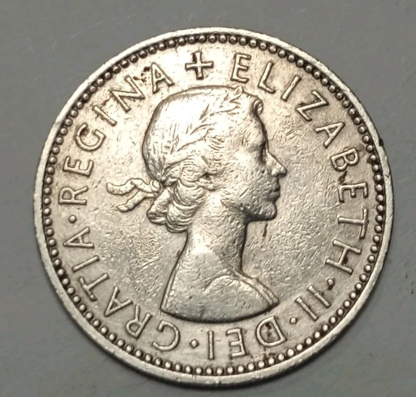 Moneda de 1 chelín británica vintage 1961. No importa cómo se convierta en lo que dice 1961 Foto 3 de 4