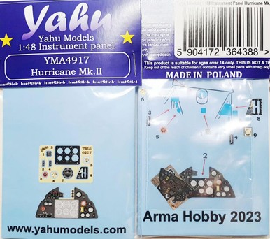 Yahu Models 4917 1/48 Hurricane Mk.II Instrument Panel for Arma