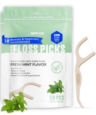 Floss Picks Biodegradable 100pcs - Natural Dental Floss Picks, Vegan, Susta...