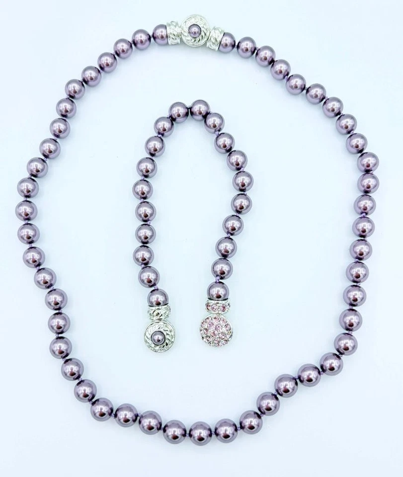 Juego de 2 collar y pulsera Nolan Miller púrpura imitación perlas de sabiduría nuevo sin etiquetas Foto 2 de 4