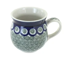 Blue Rose Polish Pottery Peacock Swirl Bubble Mug