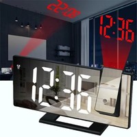 Projection Alarm Clock Projector Mirror Clock Display Temperature Snooze Clocks`