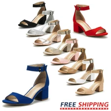 DREAM PAIRS Women's Low Block Chunky Pumps Shoes Ladies Dress Heel Sandals