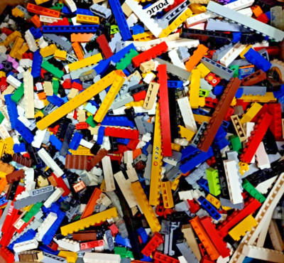 Lego  1 kg 1x1 - 1x12 Steine Bricks bunt gemischt, hoher Grundstein, Used