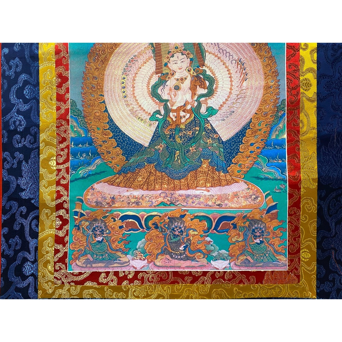 Tibetan Print Fabric Trim Guardian Buddha Deity Art Wall Scroll Thangka ws2206S Tibetan Print Fabric Trim Guardian Buddha Deity Art Wall Scroll Thangka ws2206S