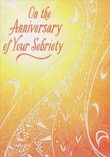 Swirling Glitter Lines on Orange and Yellow Sobriety Anniversary Card