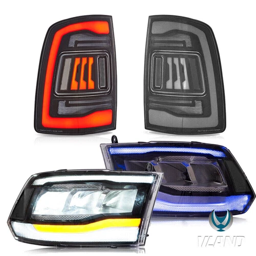 VLAND LED Headlights + Clear Tail Lights For 2009-2018 Dodge RAM 1500/2500/3500 - Foto 1 di 24
