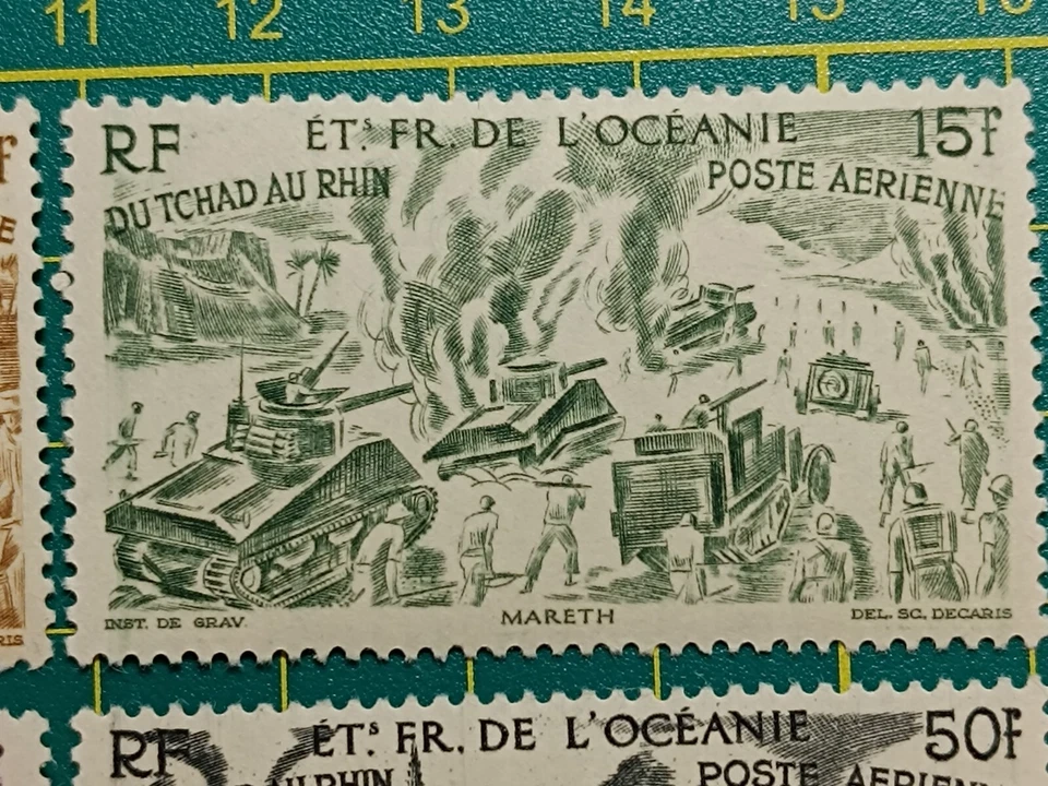 French Polynesia 1946, AIR Post, Chad to Rhine Issue, Sc C11-C16, Set of 6, MNH - Image 4 of 4