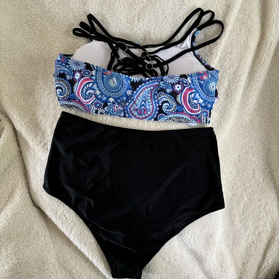 Mujeres Traje de baño Cintura Alta Bikini Monokini Traje de baño Nuevo con etiquetas/paquete original Foto 3 de 4