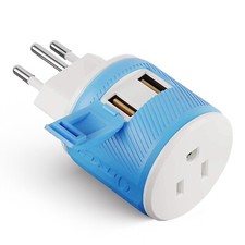 OREI Switzerland Travel Plug Adapter - Dual USB - Surge Protection - Type J
