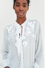 Zara Sheer White Blouse, Size XS